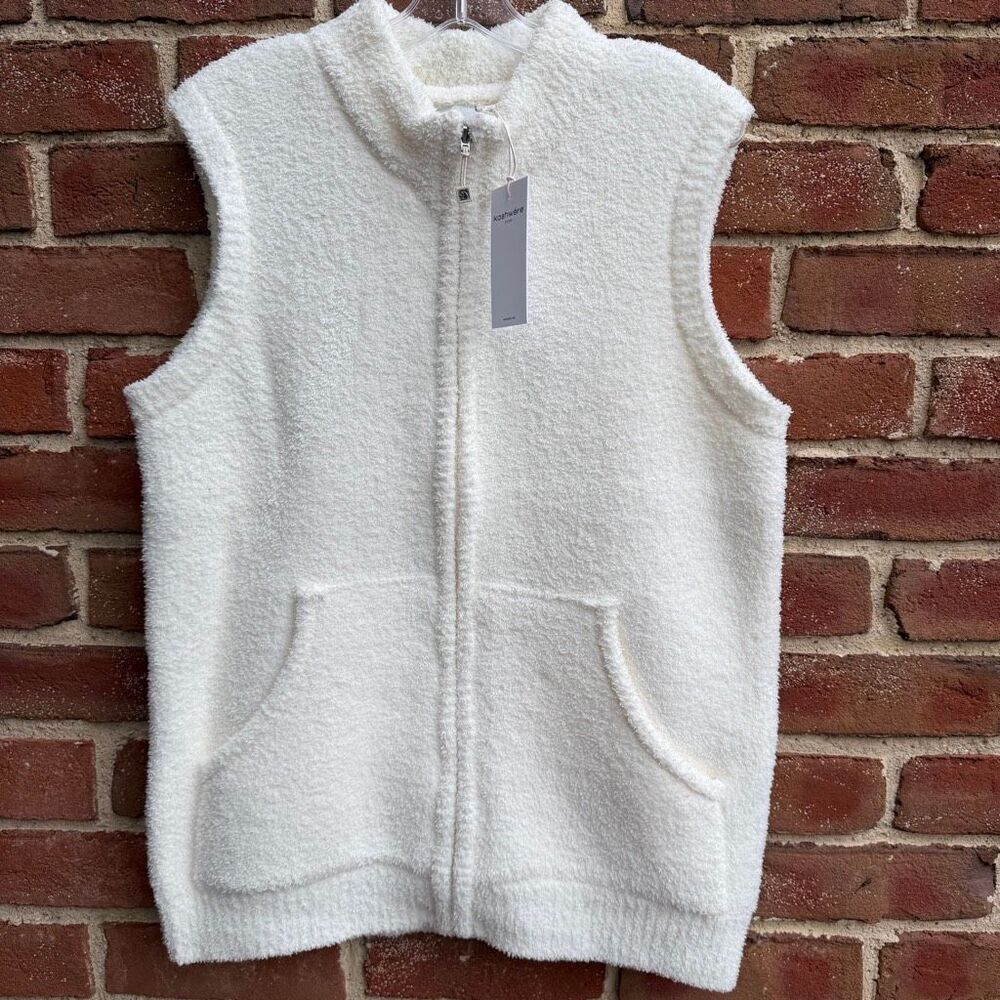 KASHWÉRE Unisex Cozy Dream Plush Knit Vest cream Large NWT